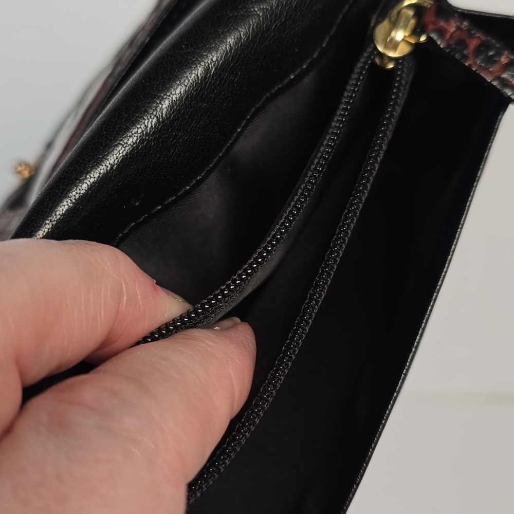 Brahmin Ady Tuscan Collection Wallet Black Leather Brown Croc Embossed Trim - Picture 9 of 12